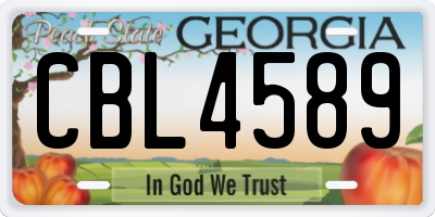 GA license plate CBL4589