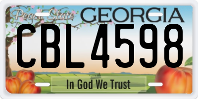 GA license plate CBL4598