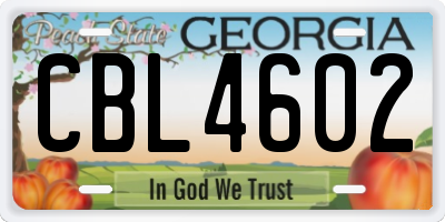 GA license plate CBL4602
