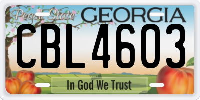GA license plate CBL4603