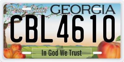 GA license plate CBL4610