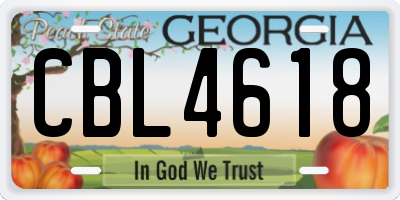 GA license plate CBL4618