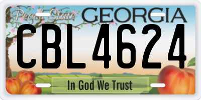 GA license plate CBL4624