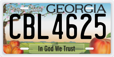 GA license plate CBL4625
