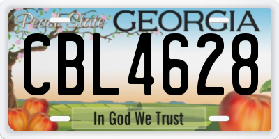 GA license plate CBL4628