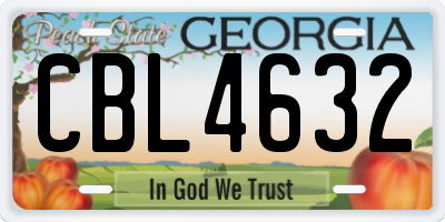 GA license plate CBL4632