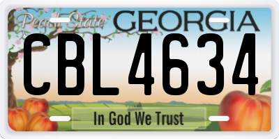 GA license plate CBL4634