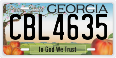 GA license plate CBL4635