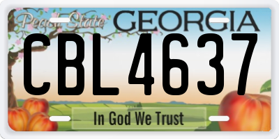 GA license plate CBL4637