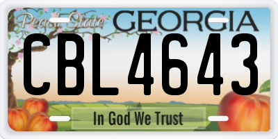 GA license plate CBL4643