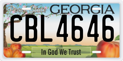 GA license plate CBL4646