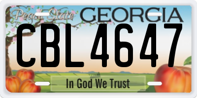 GA license plate CBL4647