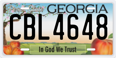 GA license plate CBL4648