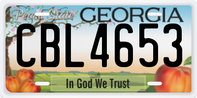GA license plate CBL4653