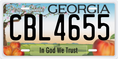 GA license plate CBL4655