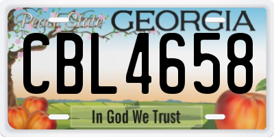 GA license plate CBL4658