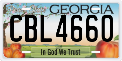 GA license plate CBL4660
