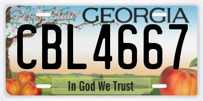 GA license plate CBL4667