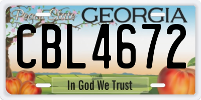 GA license plate CBL4672