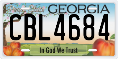 GA license plate CBL4684
