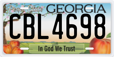 GA license plate CBL4698