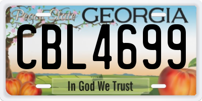 GA license plate CBL4699