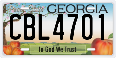 GA license plate CBL4701