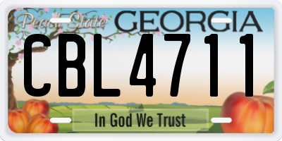 GA license plate CBL4711
