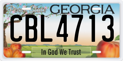 GA license plate CBL4713