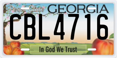 GA license plate CBL4716