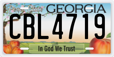 GA license plate CBL4719