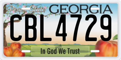 GA license plate CBL4729