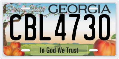 GA license plate CBL4730