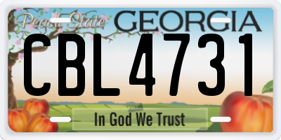 GA license plate CBL4731