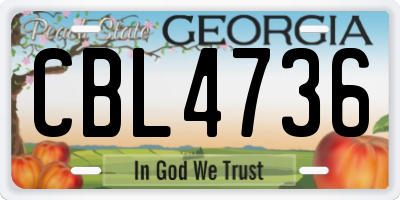 GA license plate CBL4736
