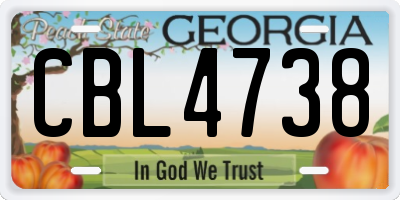 GA license plate CBL4738