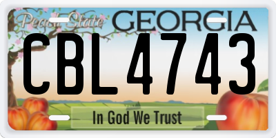GA license plate CBL4743