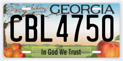 GA license plate CBL4750