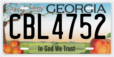 GA license plate CBL4752