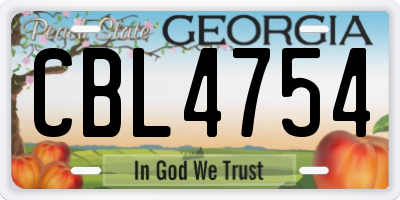 GA license plate CBL4754