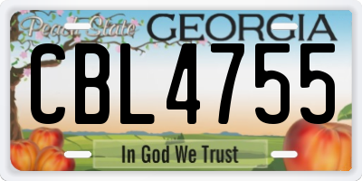 GA license plate CBL4755