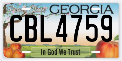 GA license plate CBL4759