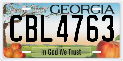 GA license plate CBL4763
