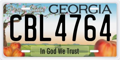 GA license plate CBL4764