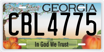 GA license plate CBL4775