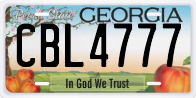 GA license plate CBL4777
