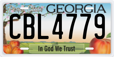 GA license plate CBL4779