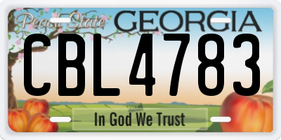 GA license plate CBL4783