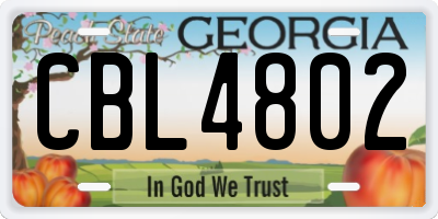 GA license plate CBL4802