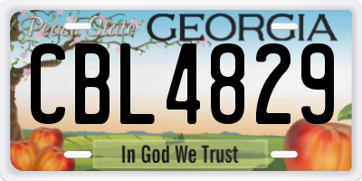 GA license plate CBL4829